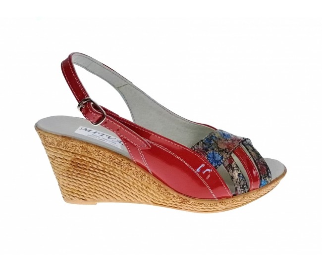 Sandale dama de vara cu platforme de 7 cm, din piele naturala lacuita, rosie, S50LACROSU