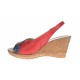 Sandale dama de vara cu platforme de 7 cm, din piele naturala, rosu, BOX, S50RBOX
