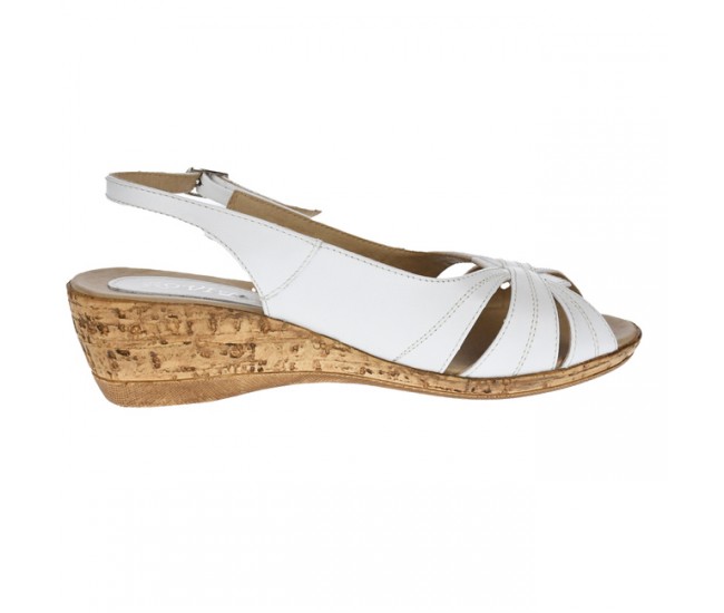 Sandale dama, din piele naturala, alb, cu platforma de 4cm - S52A