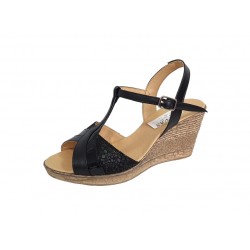 Sandale dama din piele naturala cu platforme de 7 cm - Model negru S61NCOL