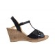 Sandale dama din piele naturala cu platforme de 7 cm - Model negru S61NCOL