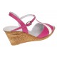 Sandale dama din piele naturala Roz cu Alb - Model cu toc de 7cm S61ROZ