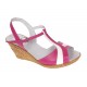 Sandale dama din piele naturala Roz cu Alb - Model cu toc de 7cm S61ROZ