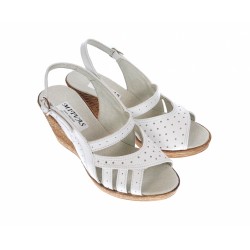 Sandale dama de vara cu platforme de 7 cm, din piele naturala, alba, S64ALBBOX