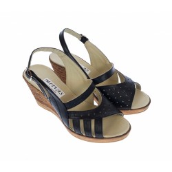 Sandale dama de vara cu platforme de 7 cm, din piele naturala, neagra, S64NBOX