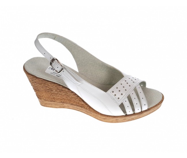 Sandale dama de vara cu platforme de 7 cm, din piele naturala, alba, S66ABOX