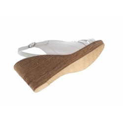 Sandale dama de vara cu platforme de 7 cm, din piele naturala, alba, S66ABOX