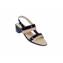 Sandale dama din piele naturala, Negru, Nud - S7NNUDTPN