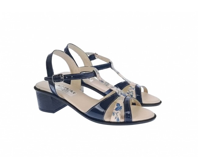 Sandale dama din piele naturala lacuita, bleumarin, S81LBL