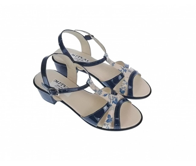Sandale dama din piele naturala lacuita, bleumarin, S81LBL
