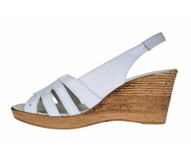 Sandale dama din piele naturala cu platforma - S89ALB