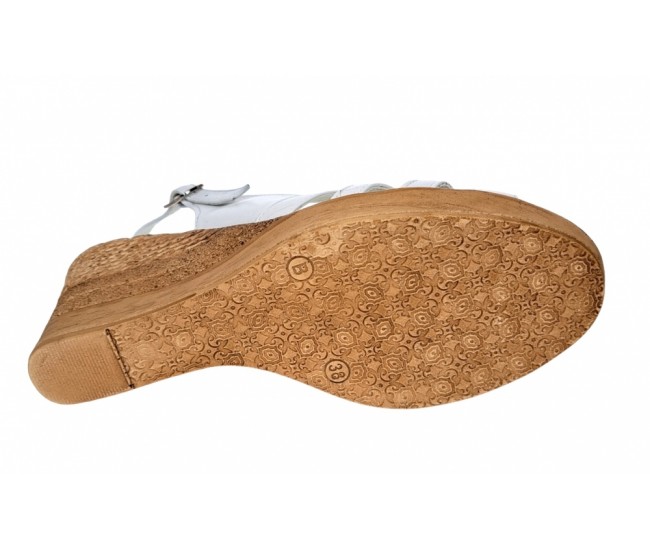 Sandale dama din piele naturala cu platforma - S89ALB