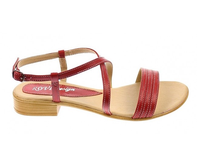 Sandale dama casual din piele naturala Rosu S8R