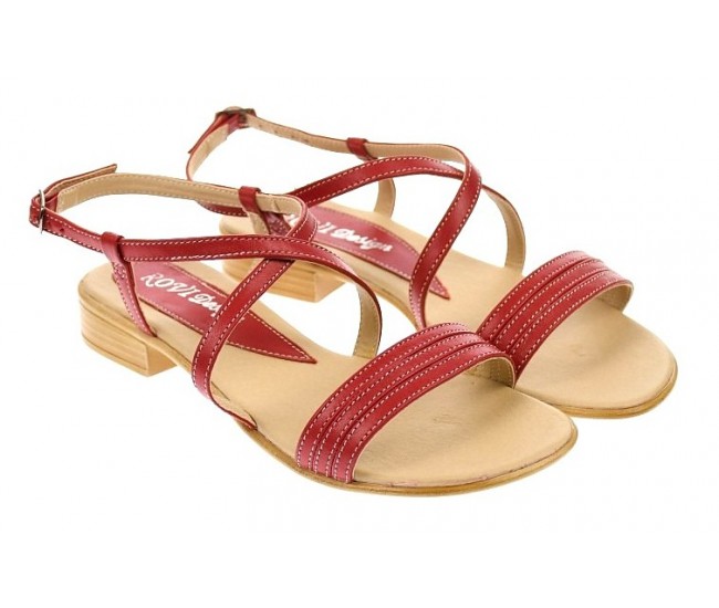 Sandale dama casual din piele naturala Rosu S8R