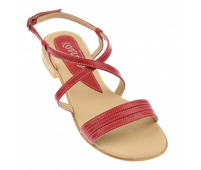 Sandale dama casual din piele naturala Rosu S8R