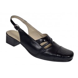 Sandale dama negre din piele naturala cu toc de 4cm SB3N
