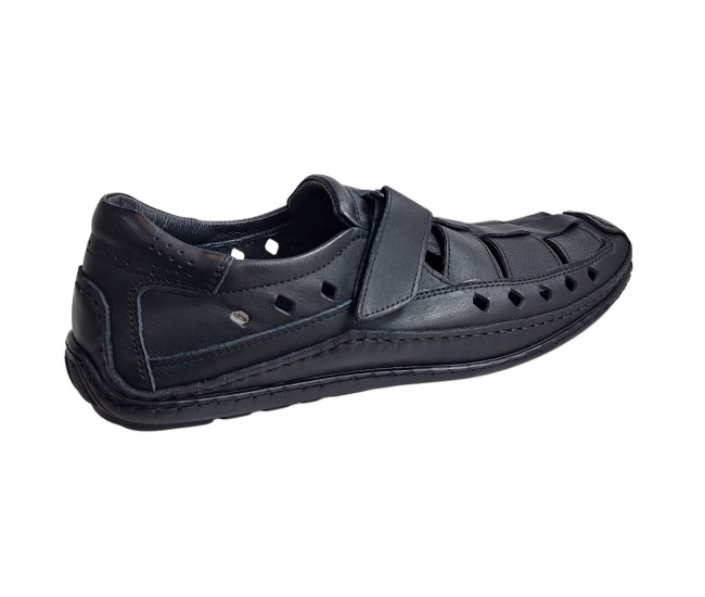 Sandale barbati casual din piele naturala - Model Negru SCV1N