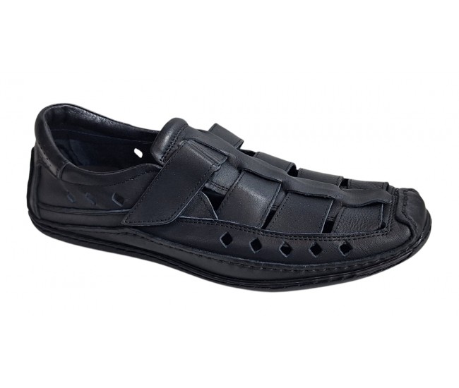 Sandale barbati casual din piele naturala - Model Negru SCV1N