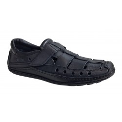 Sandale barbati casual din piele naturala - Model Negru SCV1N