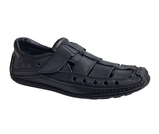 Sandale barbati casual din piele naturala - Model Negru SCV1N