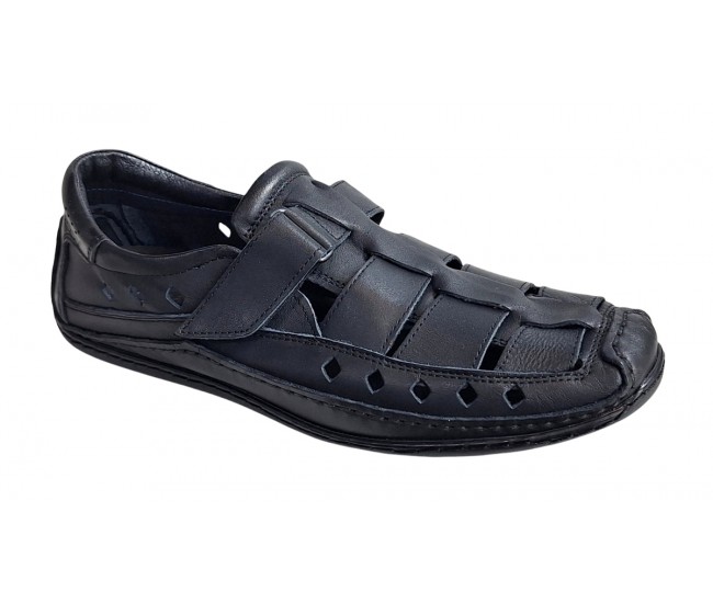 Sandale barbati casual din piele naturala - Model Negru SCV1N