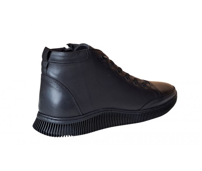 Ghete barbati din piele naturala, cu fermoar, model imblanit, casual sport