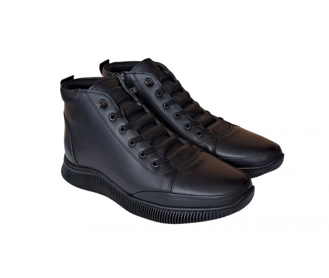 Ghete barbati din piele naturala, cu fermoar, model imblanit, casual sport