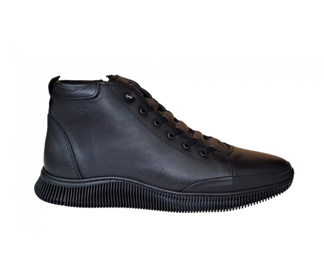 Ghete barbati din piele naturala, cu fermoar, model imblanit, casual sport