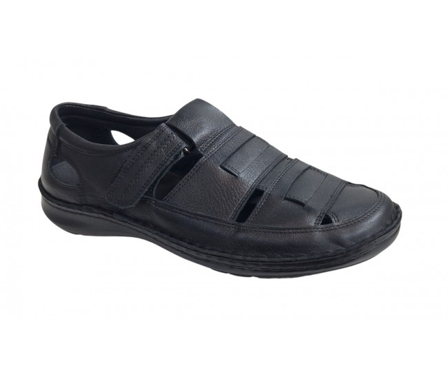 Sandale barbati casual din piele naturala - Model Negru SCV2N