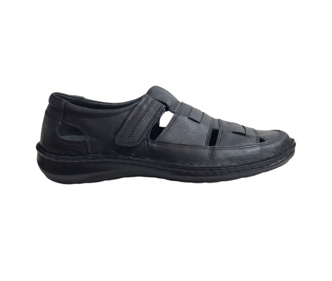 Sandale barbati casual din piele naturala - Model Negru SCV2N