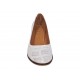 Pantofi dama albi din piele naturala cu perforatii elegante si toc comod maro SCV357A
