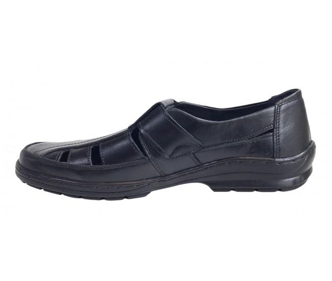 Sandale barbati casual din piele naturala - Model Negru SCV3N