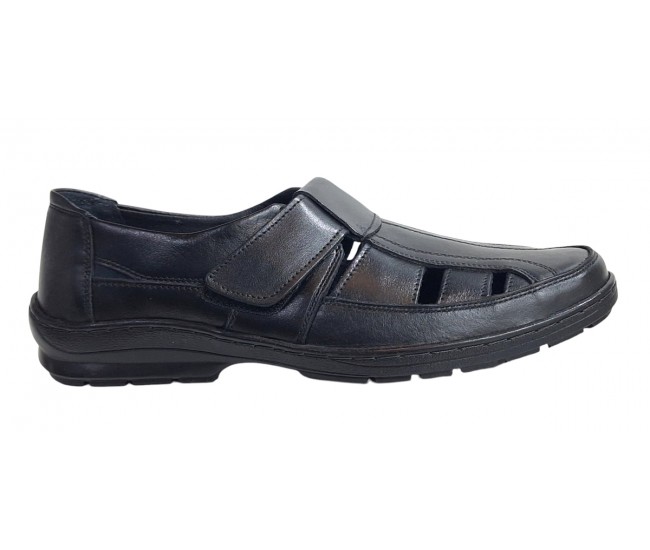 Sandale barbati casual din piele naturala - Model Negru SCV3N