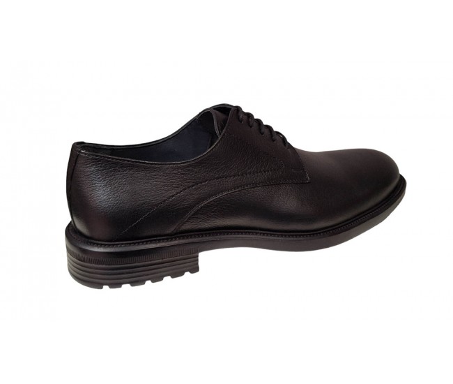 Pantofi barbati, casual, din piele naturala, negru satin, TEST - SCV623N