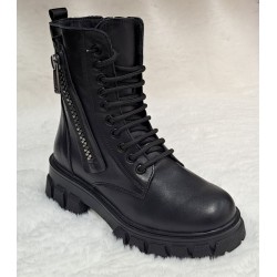 Bocanci dama, casual, din piele naturala, negru - SCV947N