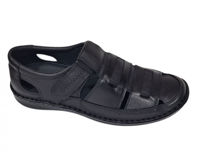 Sandale barbati casual din piele naturala Negru Box A280N