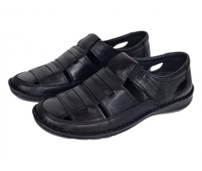 Sandale barbati casual din piele naturala Negru Box A280N