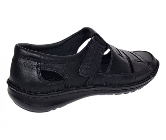 Sandale barbati casual din piele naturala Negru Box A280N