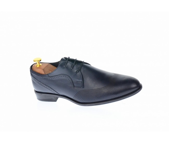 Pantofi barbati eleganti din piele naturala bleumarin inchis - SIR020BL