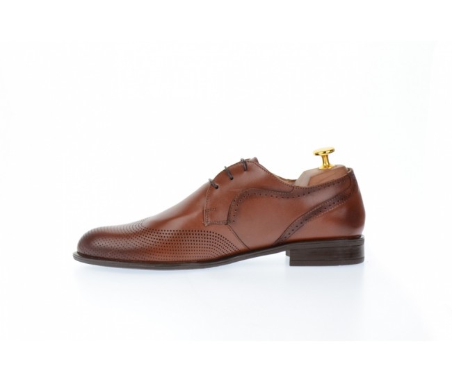 Pantofi barbati oxford,  eleganti din piele naturala cu perforatii - SIR020GMARO