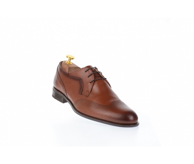 Pantofi barbati oxford,  eleganti din piele naturala cu perforatii - SIR020GMARO