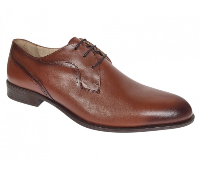 Pantofi barbati derby eleganti din piele naturala maro pe calapod lat SIR020M