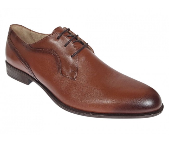 Pantofi barbati derby eleganti din piele naturala maro pe calapod lat SIR020M