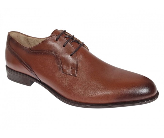 Pantofi barbati derby eleganti din piele naturala maro pe calapod lat SIR020M