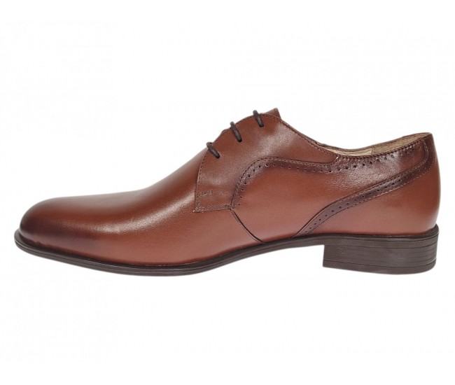 Pantofi barbati derby eleganti din piele naturala maro pe calapod lat SIR020M