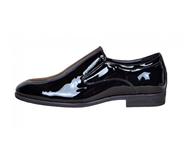 Pantofi barbati, eleganti, din piele naturala, fara siret, Negru LAC SIR073NEL