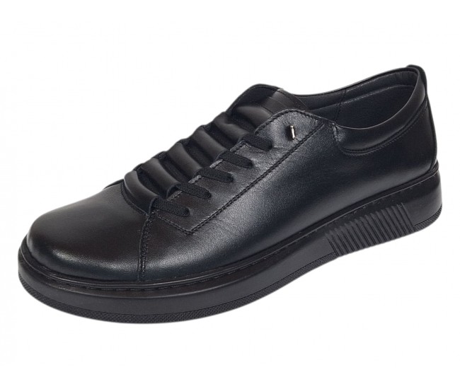 Pantofi barbati casual sport din piele naturala cu elastic negru Cairo SP2021CN