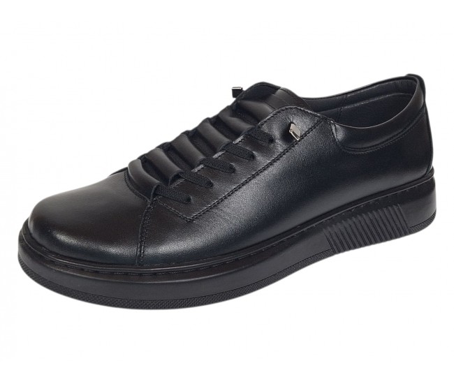Pantofi barbati casual sport din piele naturala cu elastic negru Cairo SP2021CN