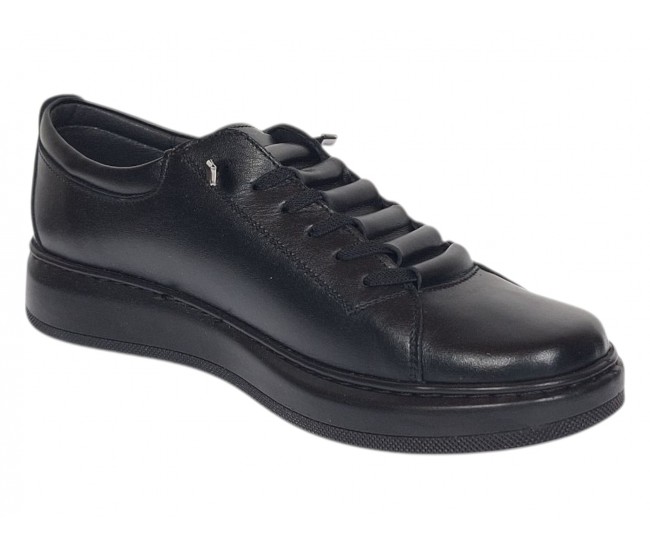 Pantofi barbati casual sport din piele naturala cu elastic negru Cairo SP2021CN
