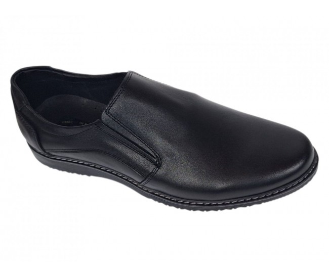 Pantofi barbati negri casual din piele naturala fara siret - De Suceava SP217ELN